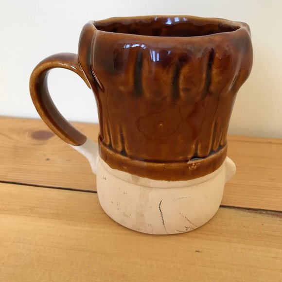 Takahashi Le Chef Stoneware Pottery Coffee Mug Vintage Face Cup Brown Glaze - Picture 3 of 7